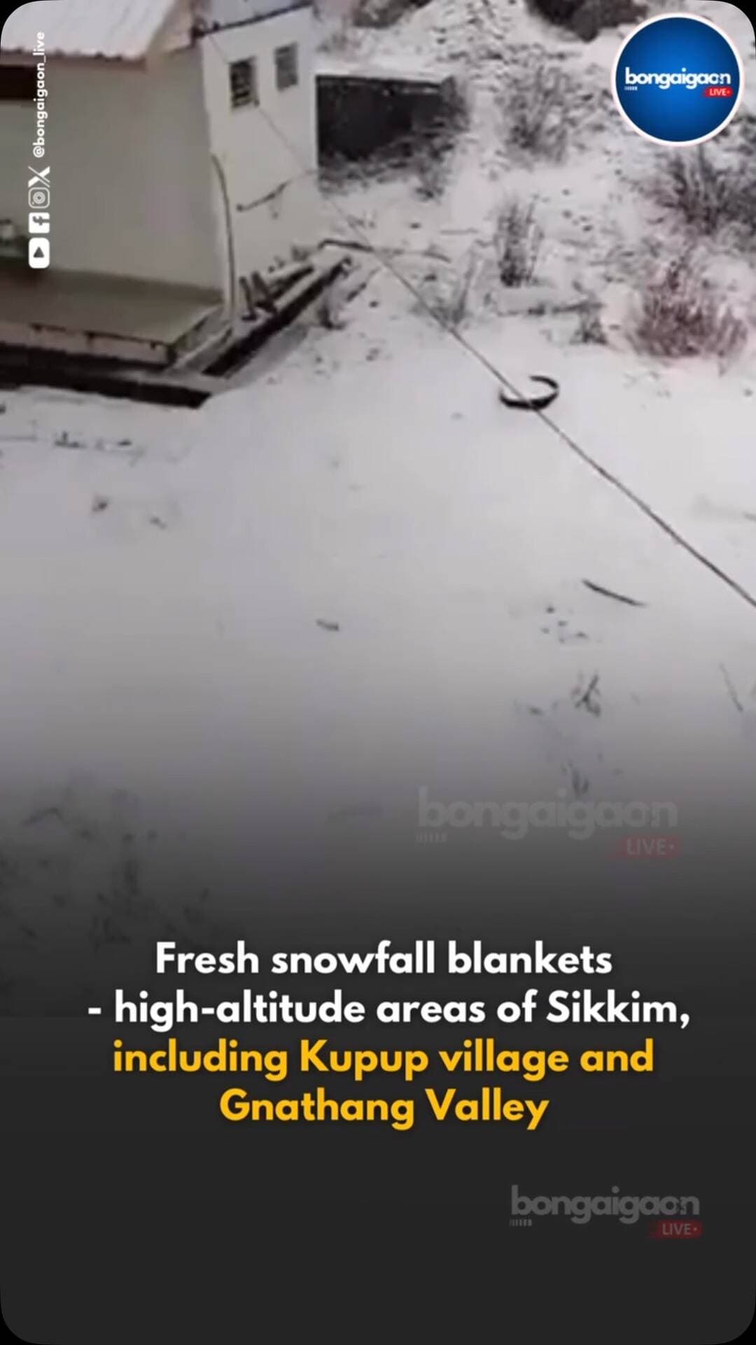 ❄️ Fresh snowfall blankets at the high-altitude regions of Sikkim, transforming Kupup Village and Gnathang Valley into a breathtaking winter wonderland! 🏔️🤍