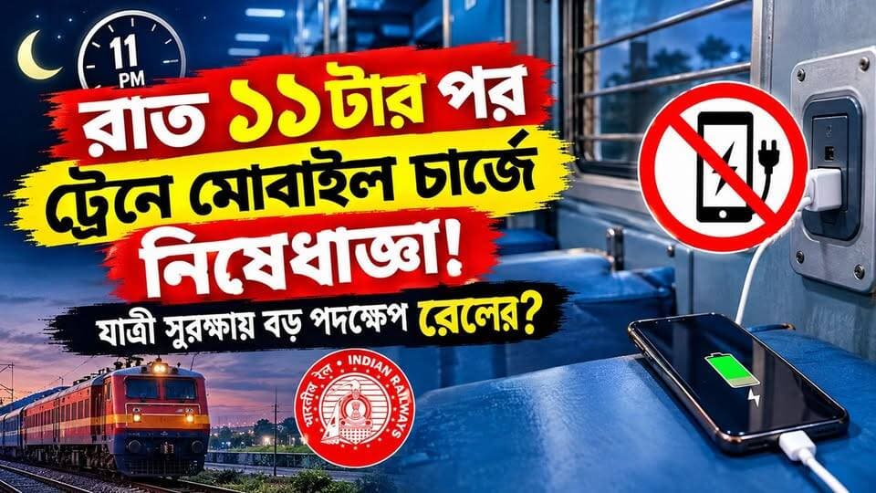 রাত ১১টার পর ট্রেনে মোবাইল চার্জ বন্ধ! যাত্রী সুরক্ষায় রেলের নতুন নির্দেশ!
#IndianRailways #RailwayNews #TrainTravel #PassengerSafety #BreakingNews #ViralNews