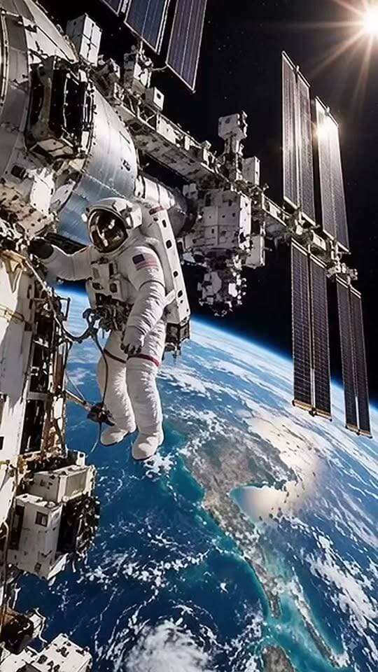 Just hanging out with the ultimate view! Could you handle working in zero gravity? #ZeroG #SpaceStation #AstronautLife