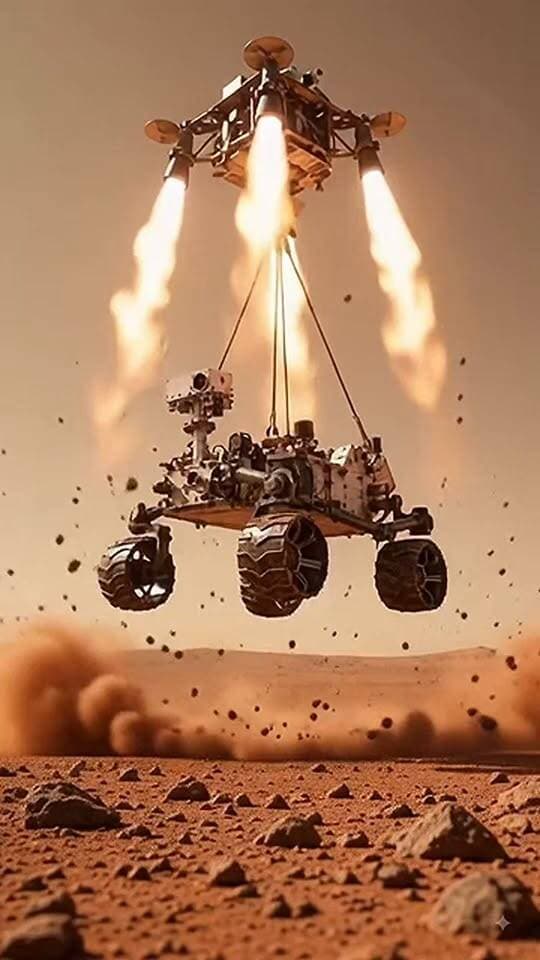 Nothing beats the engineering marvel of lowering a rover onto another planet from a hovering rocket platform. Drop a comment if you watched this live! #Mars #Engineering #Astronomy