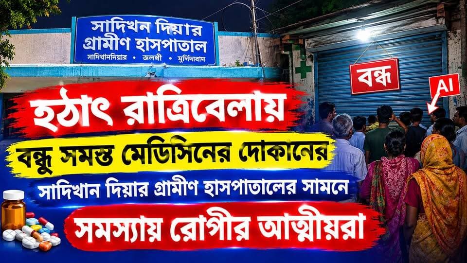 এক রাতে হঠাৎ বন্ধ হসপিটালের সামনে থাকা বিভিন্ন ওষুধের দোকান