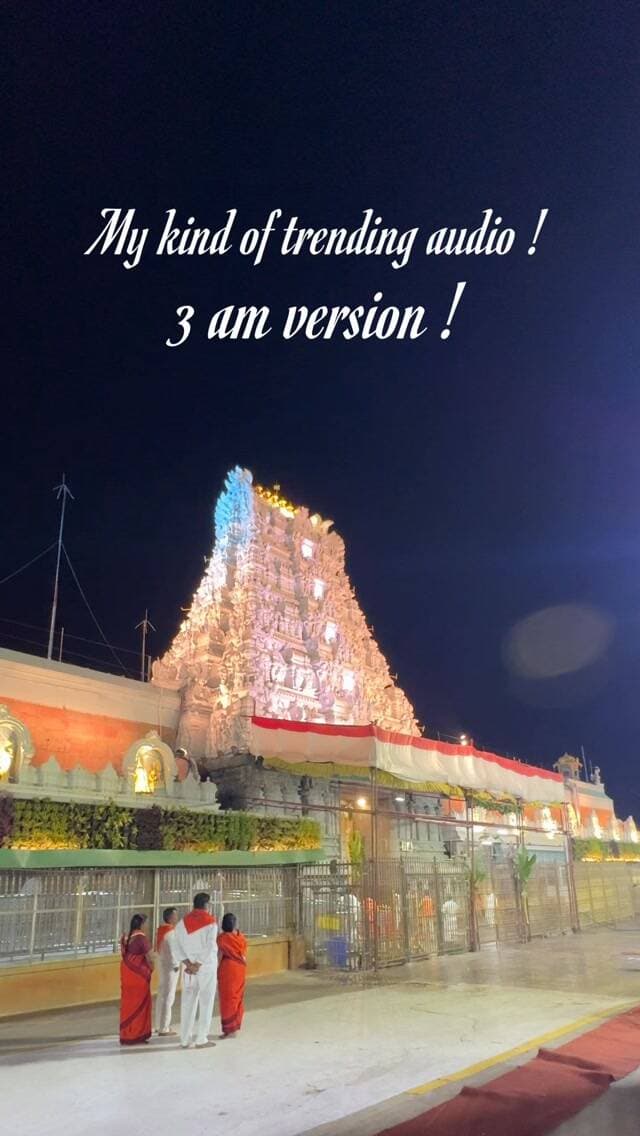 Standing right in front of the temple, listening to the suprabatham amidst the quiet morning hours , is a feeling I can’t describe.
No ticket needed, just show up and stand there for a while.
Next time you’re in Tirumala, try it once. ✨
#MyKindOfTrendingAudio #vinaysathyam #tirumala #tirumalatirupatidevasthanam