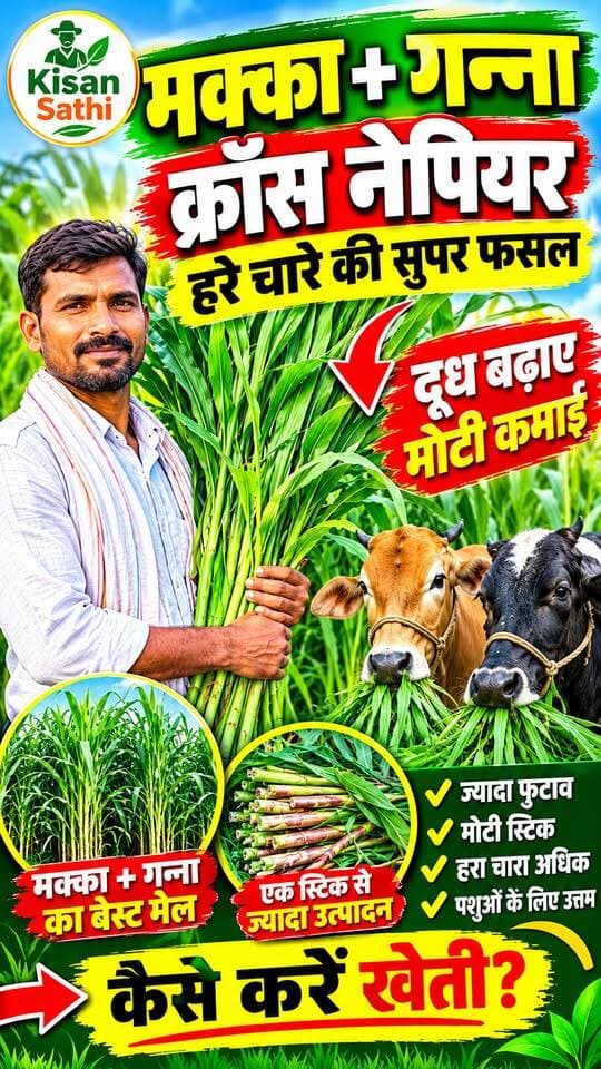 मक्का + गन्ना क्रॉस नेपियर 😱 हरे चारे की जबरदस्त फसल! एक बार लगाओ, बार-बार काटो | Kisan Sathi
Hashtags:
#MakkaNapier #SugarcaneNapier #CrossNapier #HybridNapier