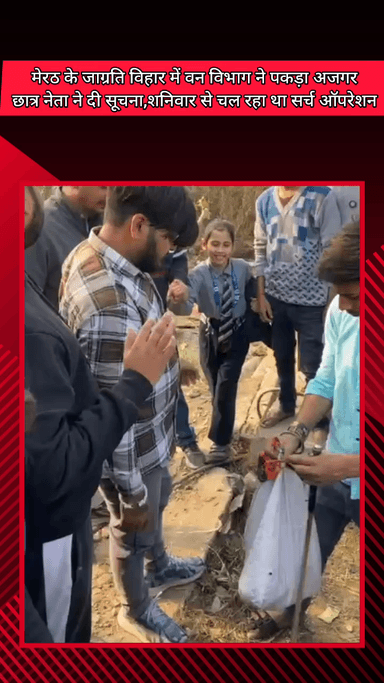 मेरठ: मेरठ के जाग्रति विहार में वन विभाग ने पकड़ा अजगर, छात्र नेता ने दी सूचना, कल से चल रहा था सर्च ऑपरेशन