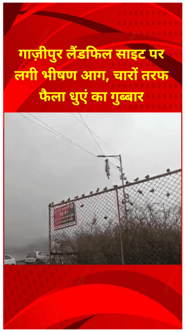 मयूर विहार: गाज़ीपुर लैंडफिल साइट पर लगी आग, चारों ओर फैला धुएं का गुबार