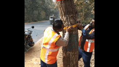 ইলামবাজার: রাতের নিরাপত্তা বাড়াতে চৌপাহাড়ি জঙ্গল এলাকায় প্রতিফলিত টেপ বসাল ইলামবাজার থানা