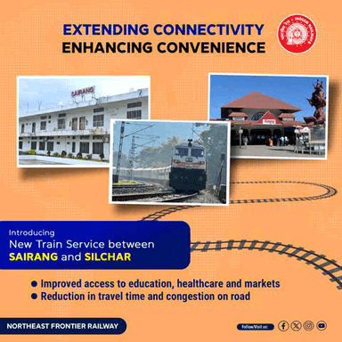 New train service between Sairang and Silchar, marking another significant step towards improved rail connectivity.
#RailInfra4NorthEast