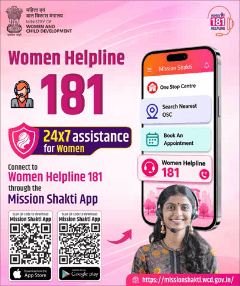 Get 24x7 support for women through the Mission Shakti App.