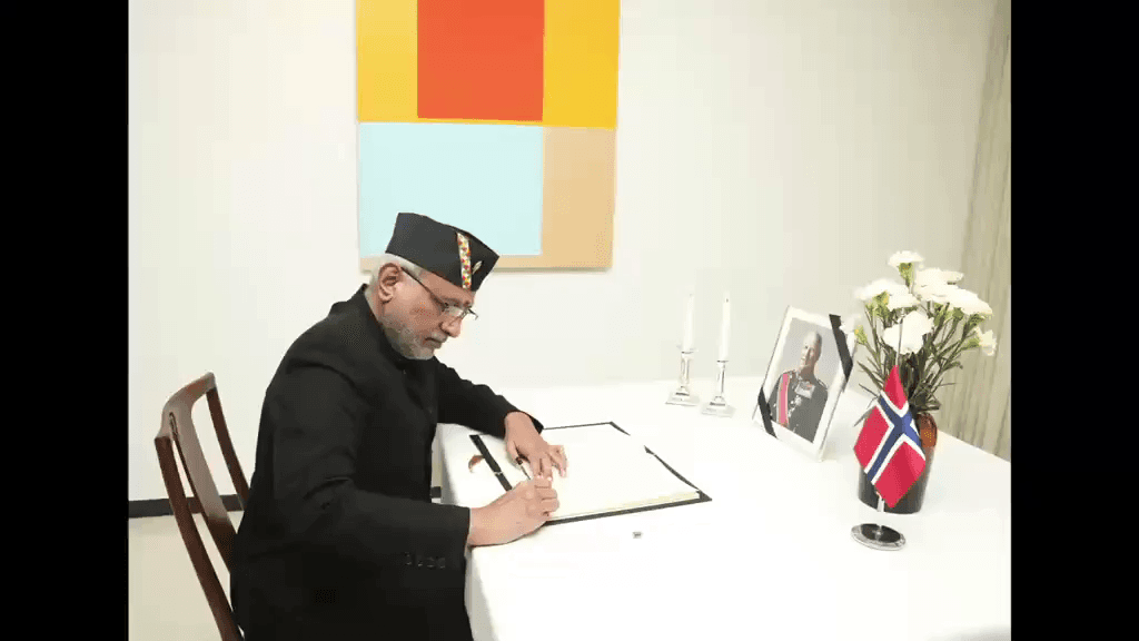 Vice President C. P. Radhakrishnan visited the Royal Norwegian Embassy in New Delhi