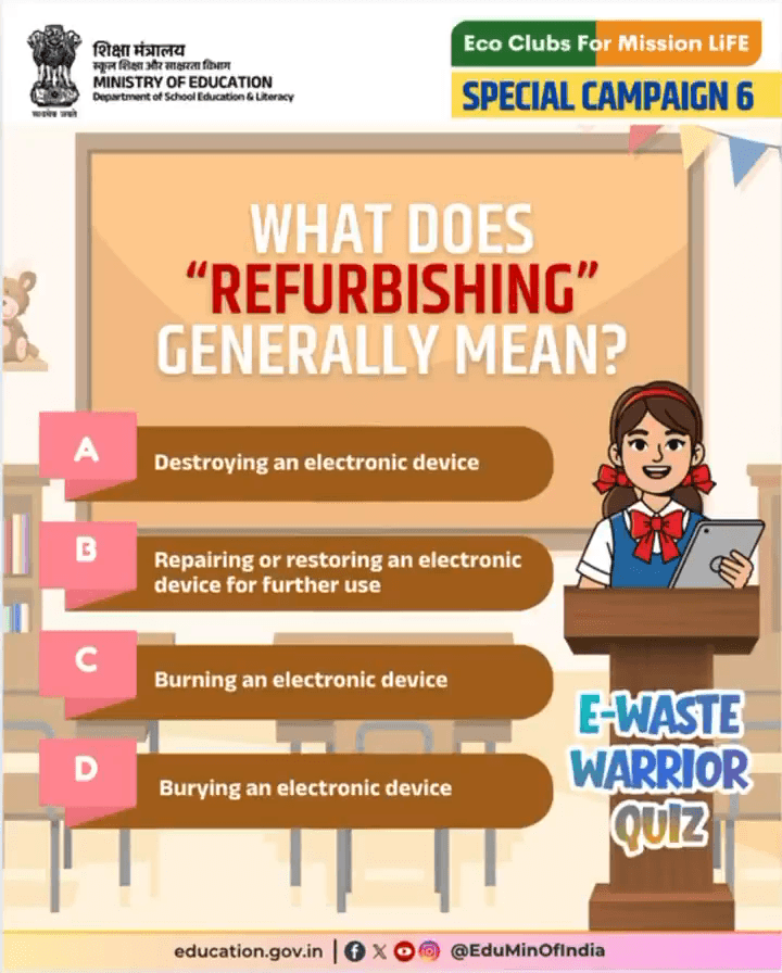 ♻️E-Waste Warrior Quiz
📝Test your knowledge and become an E-Waste Warrior!
#SpecialCampaign6 #MissionLiFE