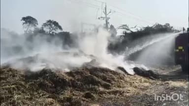 ઠાસરા: ઠાસરા ગુમડીયા રોડ પર ઘાસના પૂળામાં આગની ઘટના.