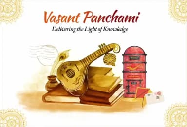 Vasant Panchami celebration with school children at Philatelic Bureau—fun learning through letters, quizzes & Gyan Post