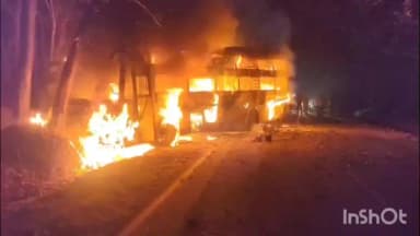 ಹೊಸನಗರ: ಸೂಡೂರು ಬಳಿ ಚಲಿಸುತ್ತಿದ್ದ ಬಸ್ ನಲ್ಲಿ ಬೆಂಕಿ: ಹಲವರಿಗೆ ಗಾಯ