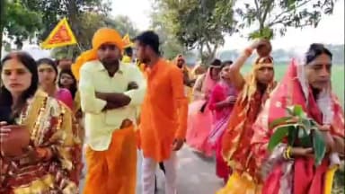 बिदुपुर: विदुपुर के खपुरा गांव में माता जगदम्बा मंदिर में काली माता की प्रतिमा की प्राण प्रतिष्ठा के लिए भव्य कलशयात्रा