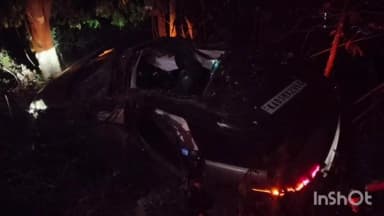 ತೀರ್ಥಹಳ್ಳಿ: ಪಟ್ಟಣದ ತುಂಗಾ ಕಾಲೇಜು ಬಳಿ ಕಾರು ಅಪಘಾತ