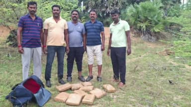 இராமநாதபுரம்: திருப்புல்லாணி அருகே இலங்கைக்கு கடப்பதற்காக மணலில் பதுக்கி வைத்திருந்த 20 கிலோ கஞ்சா பறிமுதல் இருவர் கைது
