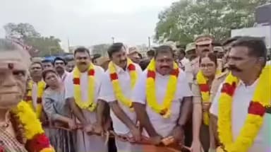காங்கேயம்: சிவன்மலை தைப்பூச தேரோட்டத்தை முன்னிட்டு அமைச்சர்கள் வடம் பிடித்து தேர் திருவிழாவை துவக்கி வைத்தனர்