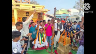 ग्राम बाजार अतरिया में धान से, दाऊ चौरा खैरागढ़ में लड्डू से तौले गए पूर्व विधायक गिरवर जंघेल