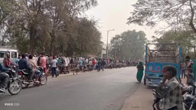 अलीराजपुर: खंडवा-बड़ौदा मार्ग पर फुटपाथ पर लग रहा पशु बाजार, ज़िम्मेदार विभागों का नहीं है ध्यान