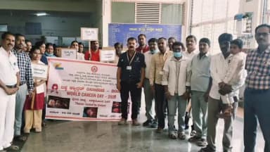 ಪಾವಗಡ: ವಿಶ್ವ ಕ್ಯಾನ್ಸರ್ ದಿನ: ಪಾವಗಡ ಆಸ್ಪತ್ರೆಯಲ್ಲಿ ಜಾಗೃತಿ ಜಾಥಾ