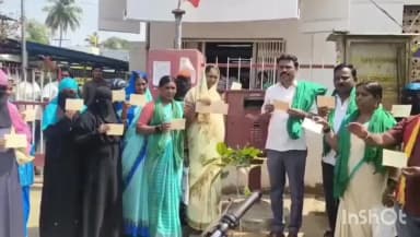 ರಾಣೇಬೆನ್ನೂರು: ಮೈಕ್ರೋ ಪೈನಾನ್ಸ್ ಸಾಲ ಮನ್ನಾ ಮಾಡುವಂತೆ ಆಗ್ರಹಿಸಿ ನಗರದಲ್ಲಿ ಮಹಿಳೆಯರಿಂದ ಪತ್ರ ಚಳುವಳಿ