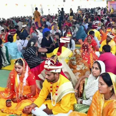 मुंगेली: मुख्यमंत्री कन्या विवाह योजना के तहत आदर्श कृषि उपज मंडी मुंगेली में 94 जोड़े विवाह बंधन में बंधे