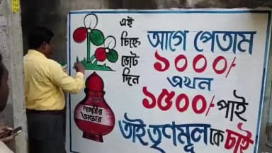 পুরাতন মালদা: ১৯ নম্বর ওয়ার্ডের নেতাজি পল্লী এলাকায় তৃণমূলের উদ্যোগে লক্ষ্মী ভান্ডার প্রকল্পকে কেন্দ্র করে দেওয়াল লিখন কর্মসূচি