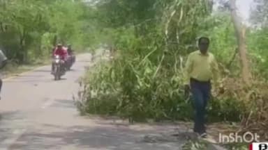 आंधी-तूफान से भारी नुकसान, 100 केवी ट्रांसफार्मर खंभे सहित खेत में गिरा