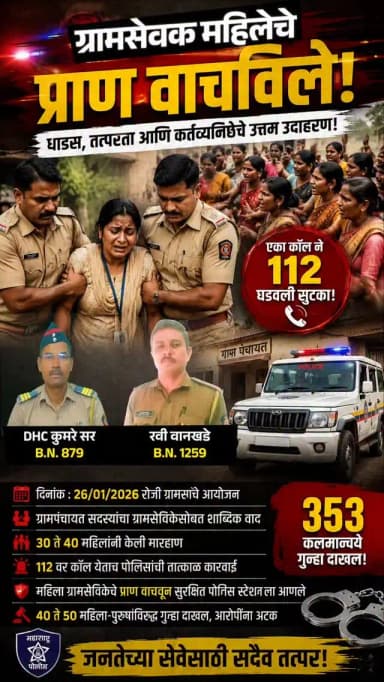 🚨 वाशिम ग्रामीण हद्दीतील ग्राम पंचाला येथे दिनांक २६/०१/२०२६ रोजी ग्रामसभेदरम्यान निर्माण झालेल्या तणावपूर्ण परिस्थितीत ...