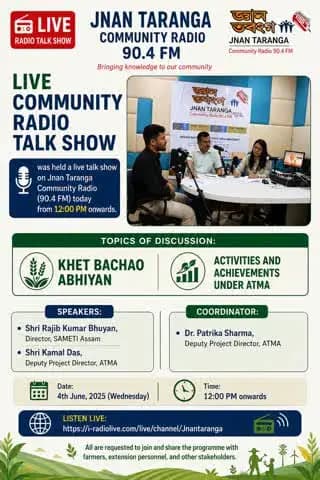 Live talk show on Jnan Taranga FM today discussed #KhetBachaoAbhiyan, Assam ATMA achievements & #NaturalFarming.