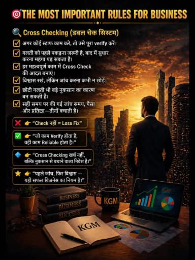THE MOST IMPORTANT RULES FOR BUSINESS
🔍 Cross Checking