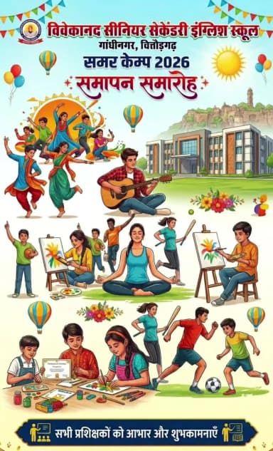 विवेकानंद सीनियर सेकेंडरी स्कूल गांधीनगर चित्तौड़गढ़ में समर केम्प का समापन
