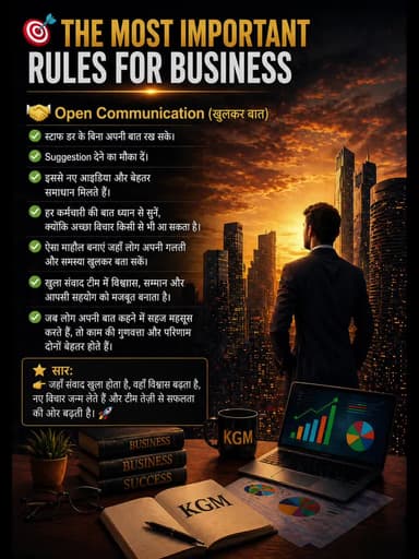 THE MOST IMPORTANT RULES FOR BUSINESS
🤝 Open Communication