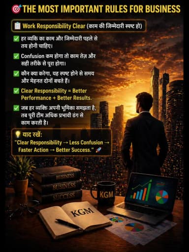 THE MOST IMPORTANT RULES FOR BUSINESS
📋 Work Responsibility Clear