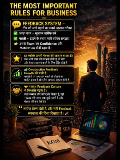 THE MOST IMPORTANT RULES FOR BUSINESS
💬 Feedback System