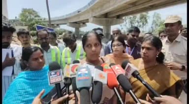 திருவள்ளூர்: மீஞ்சூர் ரயில் நிலையம் அருகே நடைபெற்று வரும் பொழுது திருவள்ளூர் மாவட்ட ஆட்சியர் ஆய்வு மேற்கொண்டார்.
