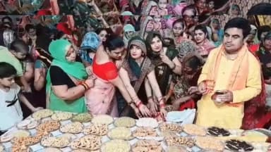 मथुरा: अधिक मास में आयोजित श्रीमद् भागवत कथा के दौरान ग्राम सतोहा में गोवर्धन पूजा प्रसंग में उमड़ी श्रद्धा, लगा छप्पन भोग