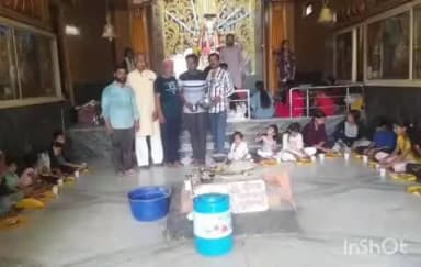 कन्नौद: श्री क्षेमरी देवी मंदिर कन्नौद मे कन्या भोजन का आयोजन