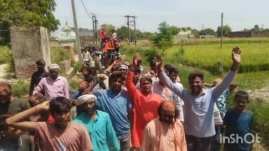 # जवां समस्तपुर कोटा नगला में भव्य शोभायात्रा, बजरंगबली महाराज की मूर्ति स्थापना के बाद विशाल भंडारा आयोजित