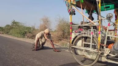ધ્રોલ: 40 ડિગ્રી ગરમીમાં 76 વર્ષના સકારામ બાપાની દ્વારકા સુધીની કઠિન યાત્રા, સોયલ ગામ પાસે વિગતો આપી