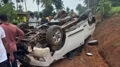 ಬೆಳ್ತಂಗಡಿ: ಬುರುಡೆ ಕೇಸ್ ನ ತನಿಖೆ ನಡೆಸುತ್ತಿದ್ದ ಎಸ್ ಐಟಿ ತಂಡದ ಅಧಿಕಾರಿಗಳು ಇದ್ದ ಕಾರು ಪಲ್ಟಿ