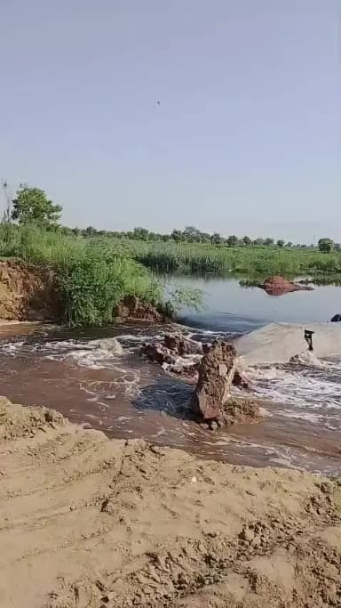 nagla Banjara bhadkol me baundri ball Tut Gaya he abhi bana tha PURA KHET KAT RAHA HE PAANI M
