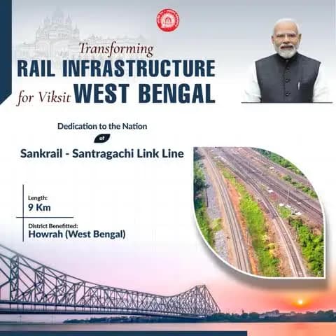 Reshaping the landscape of Rail Infra across West Bengal, Hon'ble Prime Minister Shri Narendra Modi dedicates to the Nation the Sankrail - Santragachi Link Line.
.
#RailInfra4WestBengal
