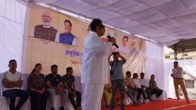 खंडवा नगर: योग दिवस पर मंत्री विजय शाह का अलग अंदाज: टाइगर प्रिंट ड्रेस बनी चर्चा का विषय, बोले- "टाइगर अभी जिंदा है"