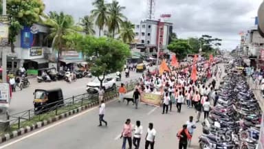 ರಾಣೇಬೆನ್ನೂರು: ಗೋಹತ್ಯ ನಿಷೇಧಿಸುವಂತೆ ನಗರದಲ್ಲಿ ಭಜರಂಗದಳದಿಂದ ಪ್ರತಿಭಟನೆ