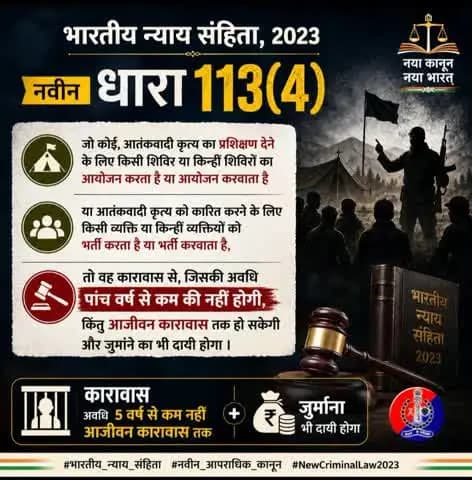 भारतीय न्याय संहिता की नवीन धारा 113(4)
#भारतीय_न्याय_संहिता #नवीन_आपराधिक_कानून #NewCriminalLaw2023
