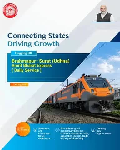 The Brahmapur–Surat (Udhna) Amrit Bharat Express strengthens rail connectivity between eastern and western India, offering more frequent and seamless travel to passengers
#RailInfra4Odisha
