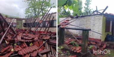 खेड: खेड मधील पुरे बुद्रुक येथील जिल्हा परिषद शाळेचा काही भाग कोसळला