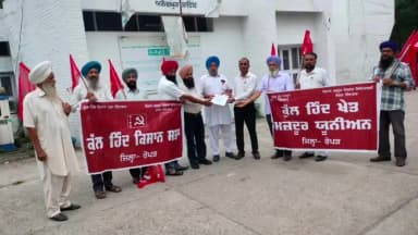 ਆਨੰਦਪੁਰ ਸਾਹਿਬ: ਕੁੱਲ ਹਿੰਦ ਕਿਸਾਨ ਯੂਨੀਅਨ ਅਤੇ ਕੁੱਲ ਹਿੰਦ ਖੇਤ ਮਜ਼ਦੂਰ ਯੂਨੀਅਨ ਰੂਪ ਨਗਰ ਦੇ ਆਗੂਆਂ ਵੱਲੋਂ ਆਪਣੀਆਂ ਮੰਗਾਂ ਨੂੰ ਲੈ ਕੇ ਦਿੱਤਾ ਮੰਗ ਪੱਤਰ