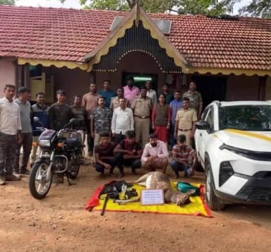 ಕನಕಪುರ: ಜಿಂಕೆ ಭೇಟೆಯಾಡಿ ಕಾರಿನಲ್ಲಿ ಸಾಗಾಣಿಕೆ ಮಾಡುತ್ತಿದ್ದ ನಾಲ್ಕು ಮಂದಿ ಬಂಧನ, ಹೊನಗನಹಳ್ಳಿ ಬಳಿ ವಶ